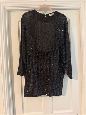 IN the Mood for Love Black Sequin keyhole back Mini Dress